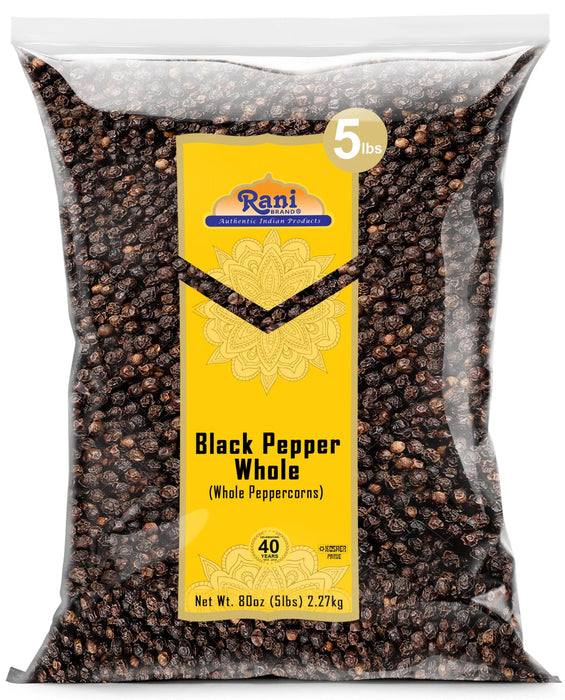 Rani Black Pepper Whole (Peppercorns), MG-1 Grade 80oz (5lbs) 2.27kg Bulk ~ All Natural | Gluten Friendly | Kosher | Non-GMO