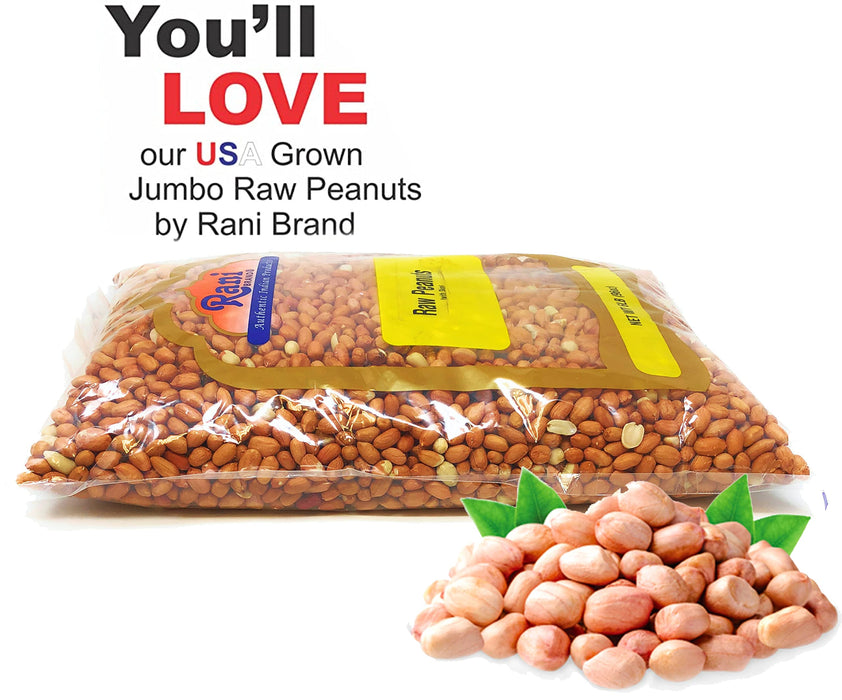 Rani Peanuts, Raw Whole With Skin (uncooked, unsalted) 48oz (3lbs) 1.36kg Bulk ~ All Natural | Vegan | Gluten Friendly | Kosher | Fresh Product of USA ~ Spanish Grade Groundnut / Red-skin