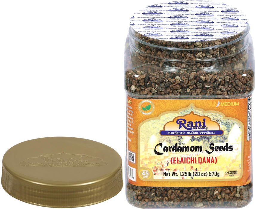 Rani Cardamom (Elachi) Decorticated Seeds Indian Spice 20oz (1.25lbs) 571g PET Jar ~ All Natural | Vegan | Gluten Friendly | NON-GMO | Kosher | Indian Origin