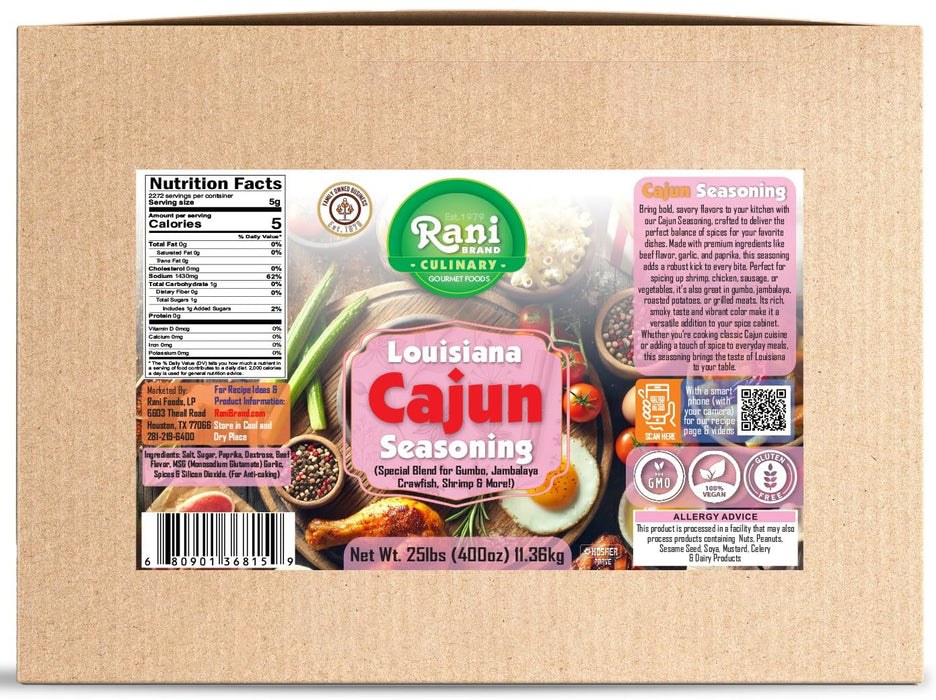 Rani Louisiana Cajun Seasoning (Special Blend for Gumbo, Jambalaya Crawfish, Shrimp) 400oz (25lbs) 11.36kg Bulk Box ~ All Natural | Gluten Friendly | NON-GMO | Kosher | Vegan | Indian Origin