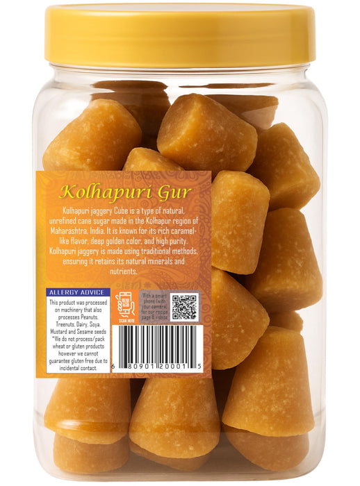 Rani Kolhapuri Jaggery Cubes (Unrefined Cane Sugar) 17.5oz (1.1lbs) 500g PET Jar ~ All Natural, No Color added, Gluten Friendly | Vegan | NON-GMO | Kosher | No Salt or fillers