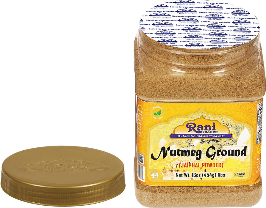 Rani Nutmeg (Jaiphul) Ground Powder Spice 16oz (1lb) 454g PET Jar ~ All Natural | Vegan | Gluten Friendly | NON-GMO | Kosher | Indian Origin