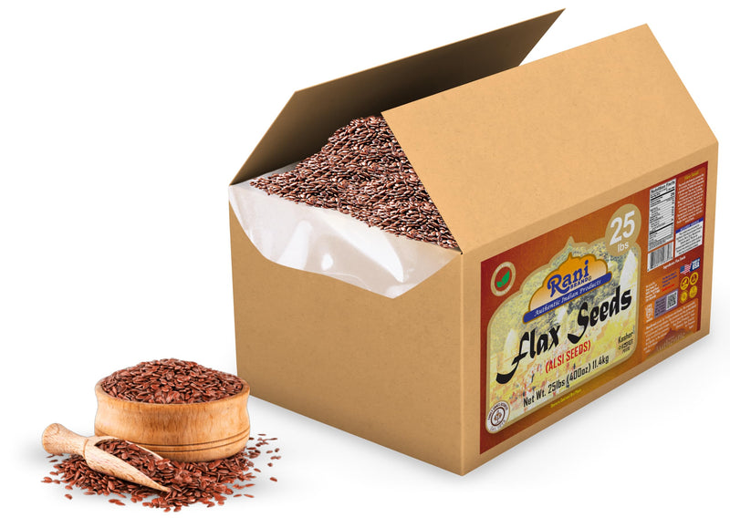 Rani Flax Seeds Whole Raw (Alsi, Linum usitatissimum) 400oz (25lbs) 11.36kg Bulk Box ~ All Natural | Gluten Friendly | Non-GMO | Kosher | Vegan | Indian Origin