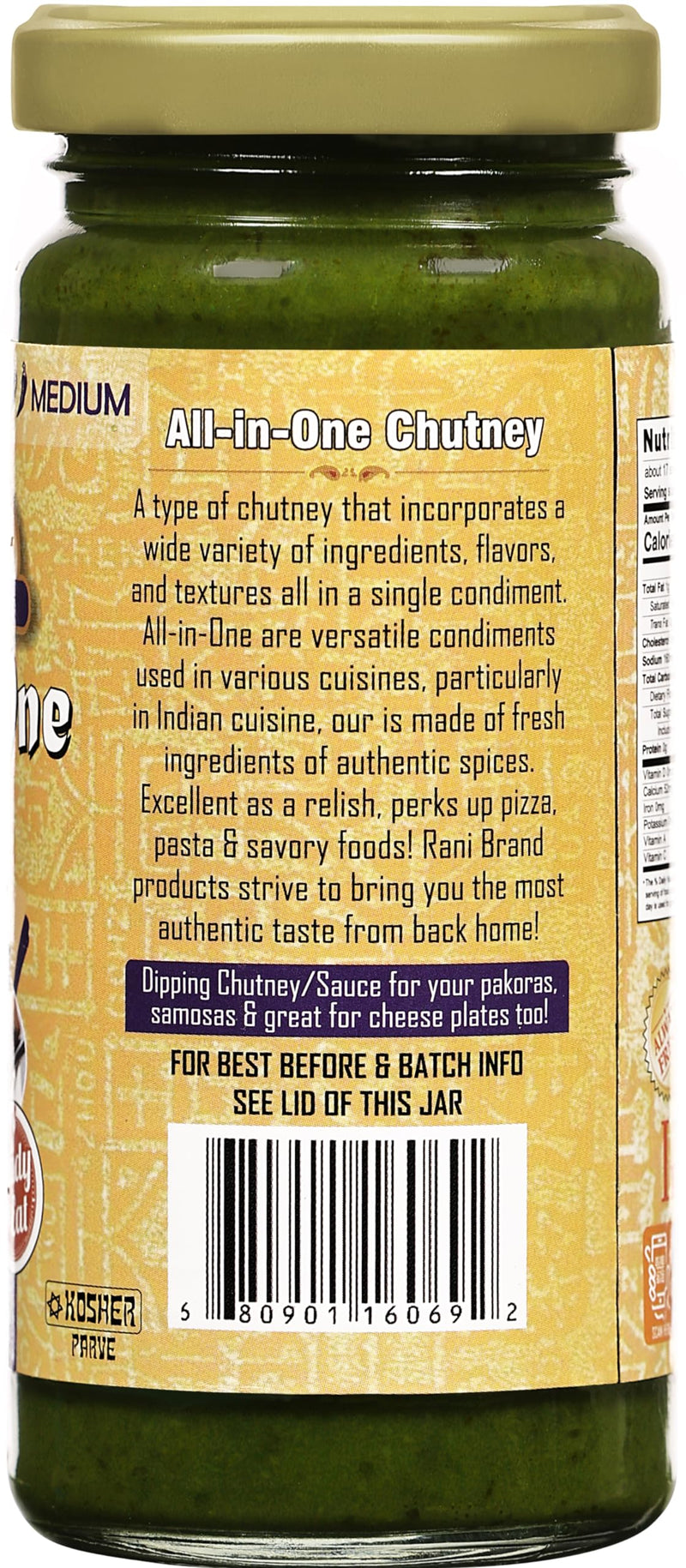 Rani All-in-One Chutney 8.8oz (250g) Glass Jar ~ No Colors | NON-GMO | Kosher | Vegan | Gluten Free | Indian Origin