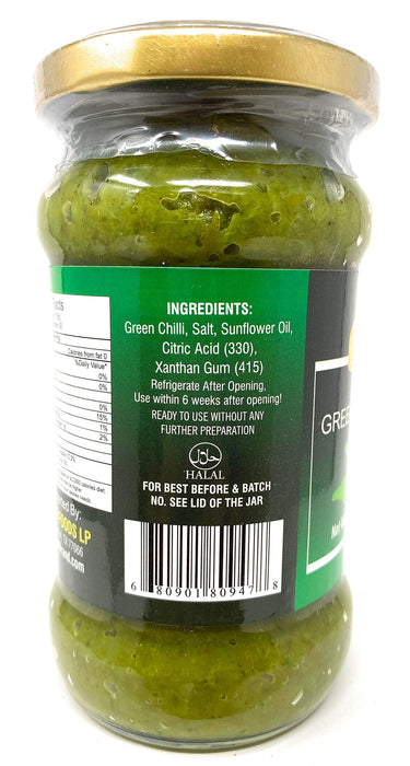 Rani Green Chilli Cooking Paste 10.58oz (300g) Glass Jar ~ Vegan | Gluten Free | NON-GMO | No Colors | Indian Origin