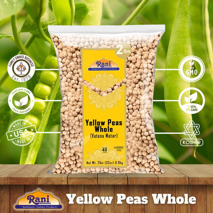 Rani Yellow Peas Whole, Dried (Vatana, Matar) 32oz (2lbs) 907g ~ All Natural | Vegan | Gluten Friendly | Kosher | Product of USA