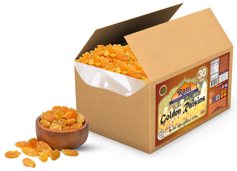 Rani Golden Raisins 480oz (30lbs) 13.6kg Bulk Box ~ All Natural | Gluten Friendly | NON-GMO | Kosher | Vegan | Product of USA