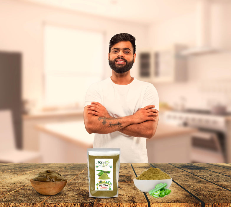 Rani Organic Aloevera Powder (Aloe Barbadensis) 7oz (200g) ~ All Natural | No Color | Gluten Friendly | Vegan | Non-GMO | Kosher | No Salt or fillers | Indian Origin | USDA Organic Certified