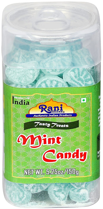Rani Mint Candy 5.25oz (150g) Vacuum Sealed, Easy Open Top, Resealable Container ~ Indian Tasty Treats | Vegan | Gluten Friendly | NON-GMO | Indian Origin