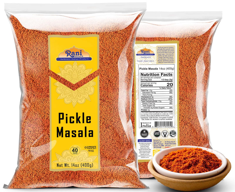 Rani Pickle (Achar) Masala Natural Indian Spice Blend 14oz (400g) ~ All Natural | Vegan | Gluten Friendly | NON-GMO | Kosher | No colors | Indian Origin