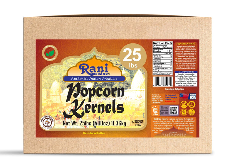 Rani Popcorn Kernels 400oz (25lbs) 11.36kg Bulk, Perfect for Stovetop, Microwave & Popcorn Machines ~ All Natural | Gluten Friendly | Vegan | NON-GMO | Kosher | Product of USA