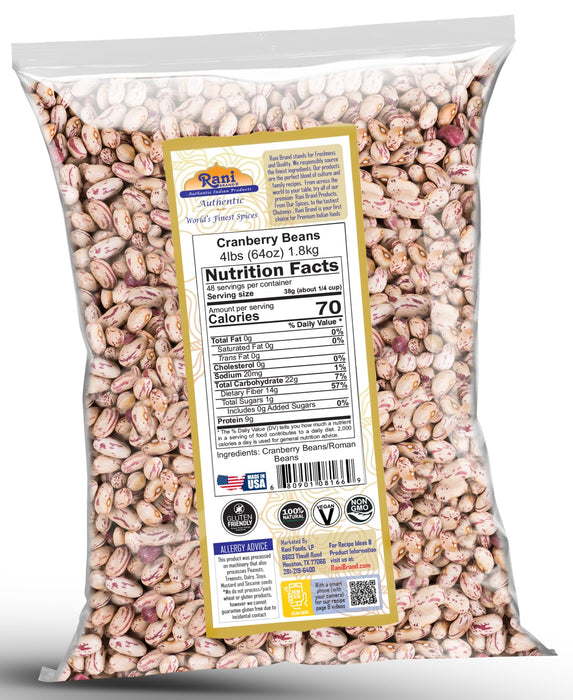 Rani Cranberry Beans (Thull Rajma) 64oz (4lbs) 1.81kg Bulk ~ All Natural | Vegan | Gluten Friendly | NON-GMO | Kosher | Product of USA