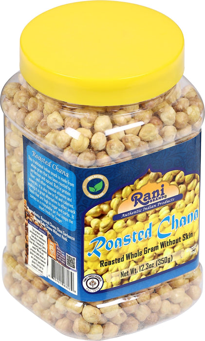Rani Roasted Chana Skinless (Chickpeas) Plain Flavor (No Skin) 12.3oz (350g) PET Jar ~ All Natural | Vegan | No Preservatives | Gluten Friendly | Indian Origin | Great Snack, Ready to Eat