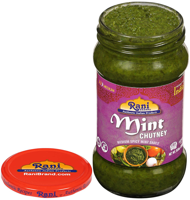 Rani Mint Chutney (Podina) 10.5oz (300g) Glass Jar, Ready to Eat, Pack of 5+1 FREE ~ Vegan | Gluten Free | NON-GMO | Kosher | No Colors | Indian Origin