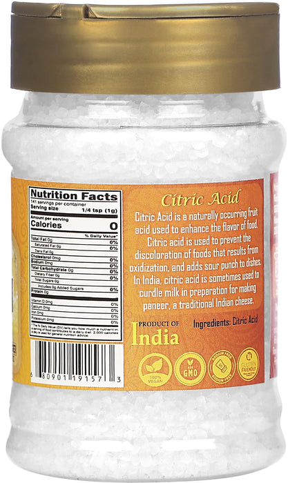 Rani Citric Acid Powder, Food Grade (Limbu Ka Ful) 5oz (141g) PET Jar ~ Used for Cooking, Bath Bombs, Cleaning | Gluten Friendly | Kosher | Indian Origin