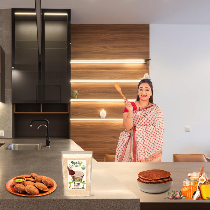 Rani Organic Ragi (Finger Millet) Flour 16oz (1lb) 454g ~ All Natural | Vegan | Gluten Friendly | NON-GMO | Indian Origin | USDA Certified Organic