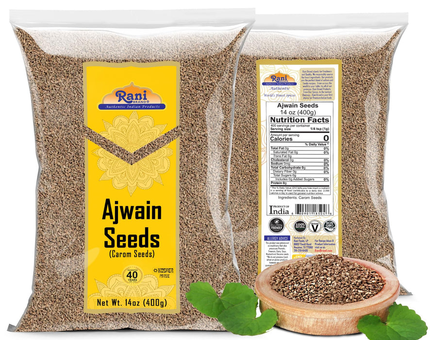 Rani Ajwain Seeds (Carom Bishops Weed) Spice Whole 14oz (400g) ~ Natural | Vegan | Gluten Friendly | NON-GMO | Kosher | Indian Origin