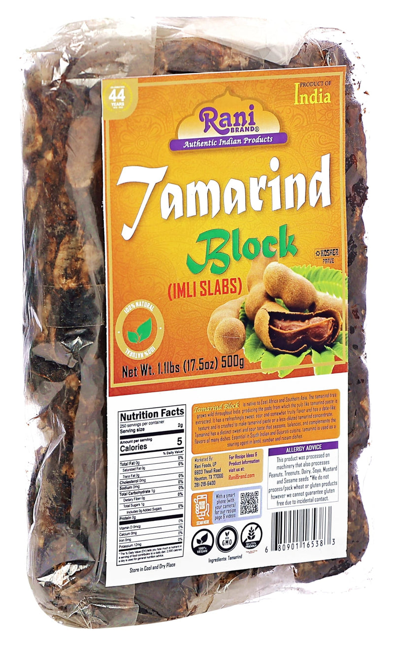 Rani Tamarind Block (Imli Slab) 17.5oz (1.1lbs) 500g, Pack of 3 ~ All Natural | No added sugar | Vegan | Gluten Friendly | Kosher | Indian Origin