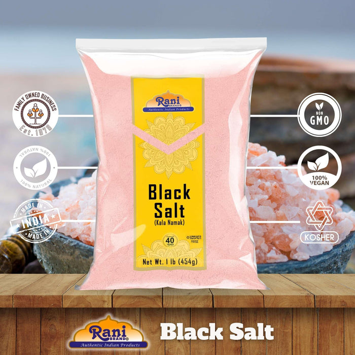 Rani Black Salt Powder (Kala Namak) Mineral 16oz (1lb) 454g ~ Unrefined, Pure and Natural | Vegan | Gluten Friendly | NON-GMO | Kosher | Indian Origin | Perfect for Tofu Scramble