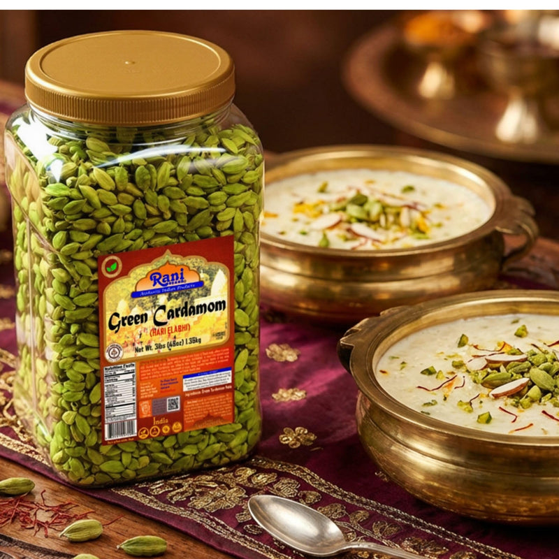 Rani Green Cardamom Pods Spice (Hari Elachi) 48oz (3lbs) 1.36kg PET Jar ~ All Natural | Vegan | Gluten Friendly | NON-GMO | Kosher | Product of India