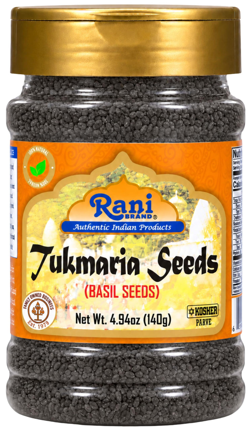 Rani Basil Seeds (Edible Tukmaria, Sabja) 4.94 oz Jar, 15 g Fiber per Serving
