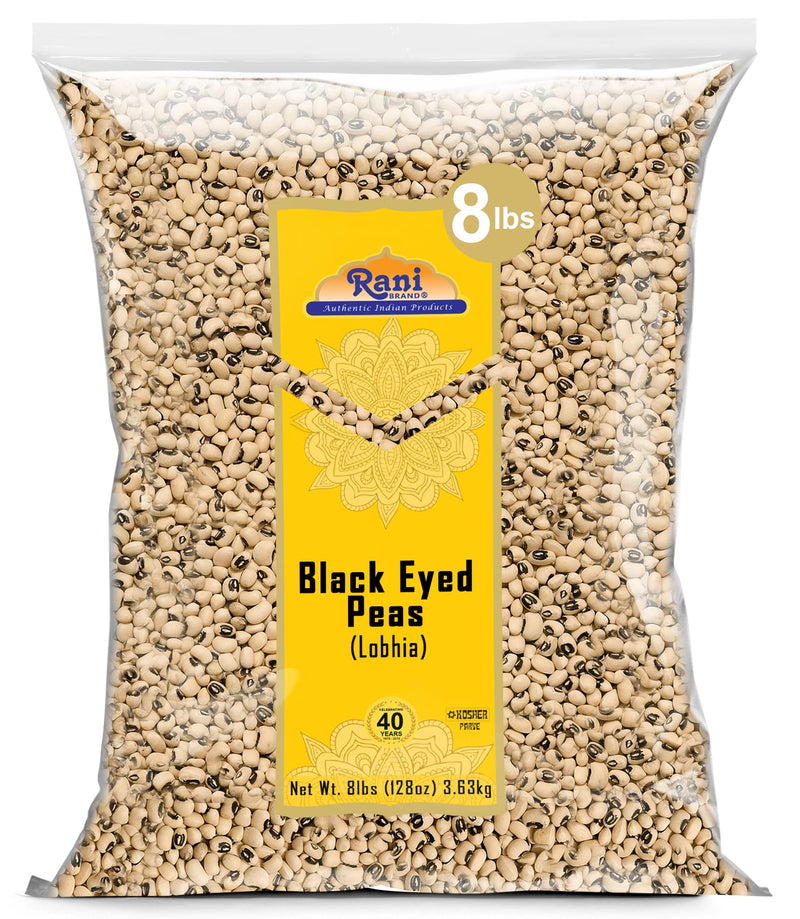 Rani Black Eyed Peas, Dried (Lobhia) 128oz (8lbs) 3.63kg Bulk ~ All Natural | Vegan | Kosher | Gluten Friendly | Product of USA