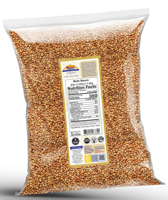 Rani Moth Beans Whole 128oz (8lbs) 3.63kg Bulk ~ All Natural | Gluten Friendly | Non-GMO | Kosher | Vegan | Indian Origin