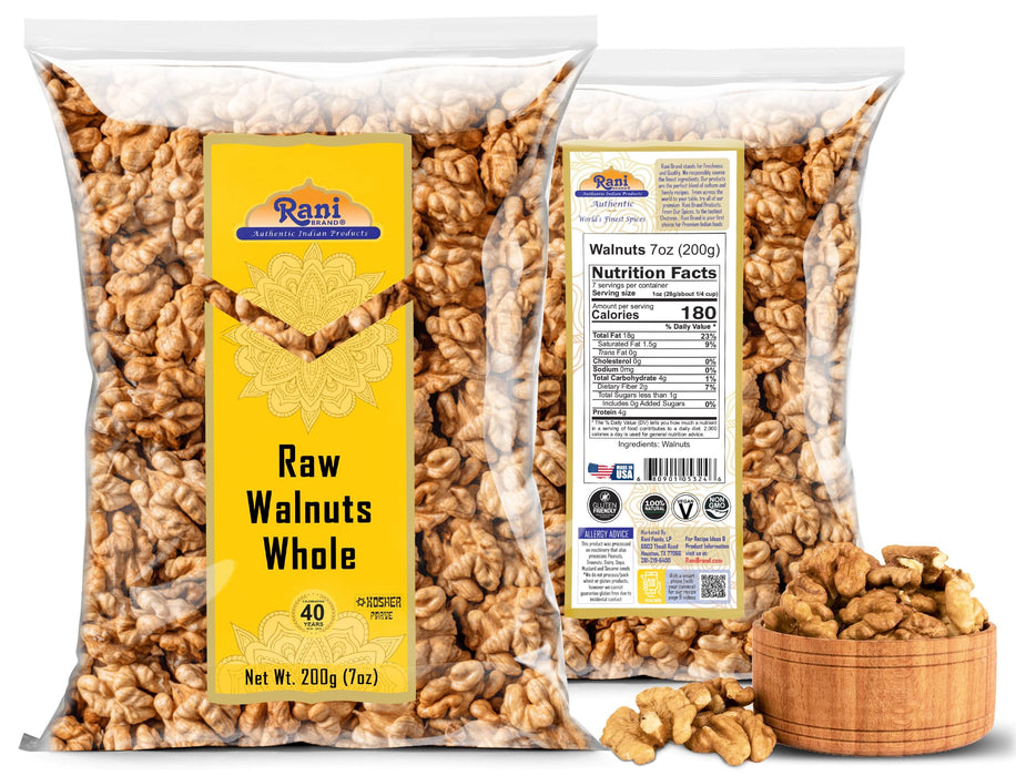 Rani Raw Walnuts, Whole 7oz (200g) ~ All Natural | Vegan | Kosher | Gluten Friendly | Fresh Product of USA