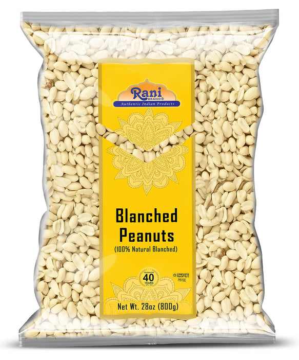 Rani Peanuts Skinless (Blanched, Uncooked) 28oz (800g) ~ All Natural | Vegan | Gluten Friendly | Kosher | Fresh Product of USA ~ Spanish Grade Groundnuts