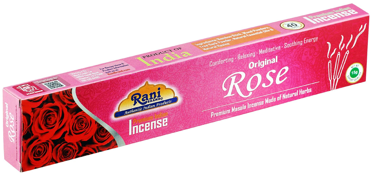 Rani Original Rose Incense (Premium Masala Incense Made of Natural Herbs) 15g x 10 Packets ~ Total of 100 Incense sticks | For Puja Purposes | Indian Origin