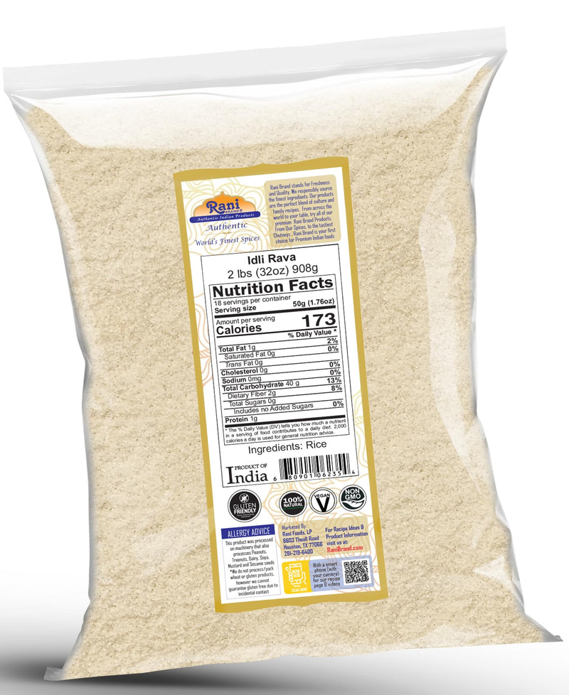 Rani Idly Rava (Parboiled Cream of Rice) 32oz (2lbs) 908g ~ All Natural | Vegan | Gluten Friendly | NON-GMO | Indian Origin