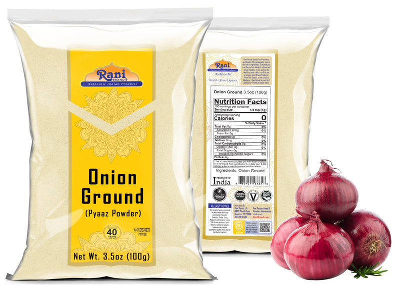Rani Onion Powder (Pyaaz Powder) 3.5oz (100g) ~ All Natural | Gluten Friendly | Vegan | NON-GMO | Kosher | No Salt or fillers | Indian Origin