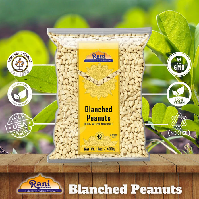 Rani Peanuts Skinless (Blanched, Uncooked) 14oz (400g) ~ All Natural | Vegan | Gluten Friendly | Kosher | Fresh Product of USA ~ Spanish Grade Groundnuts