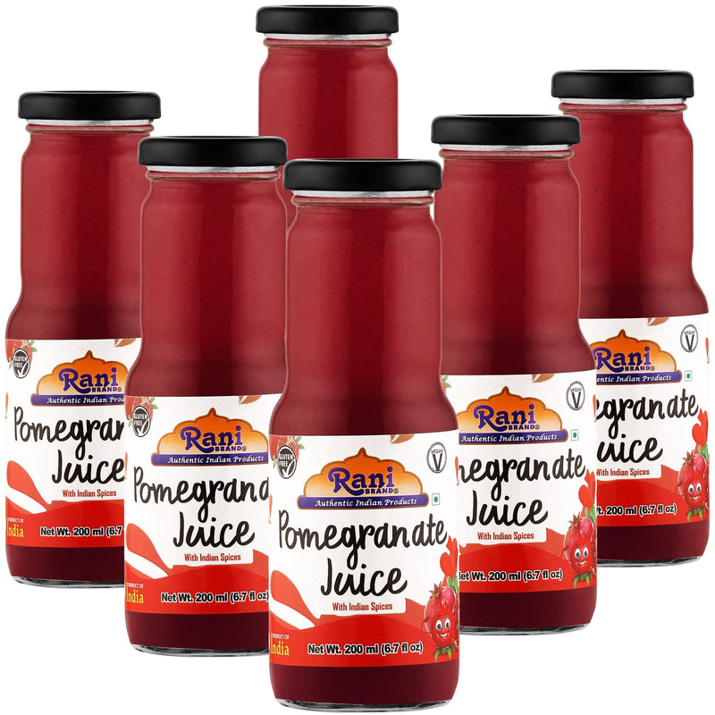 Rani Pomegranate Juice 6.7 fl oz (200 ml) Glass Bottle, Pack of 6 ~ Indian Fruit Beverage | Vegan | Gluten Free | NON-GMO | Indian Origin