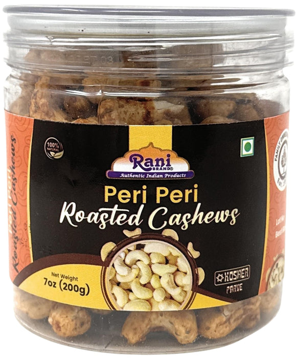 Rani Roasted Cashews Variety Pack (Salted, Black Pepper, Peri Peri) 7oz (200g) Pack of 3, PET Jar, Non-Fried, Oil Free ~ All Natural | Vegan | Gluten Friendly | NON-GMO | Kosher | Air Roasted