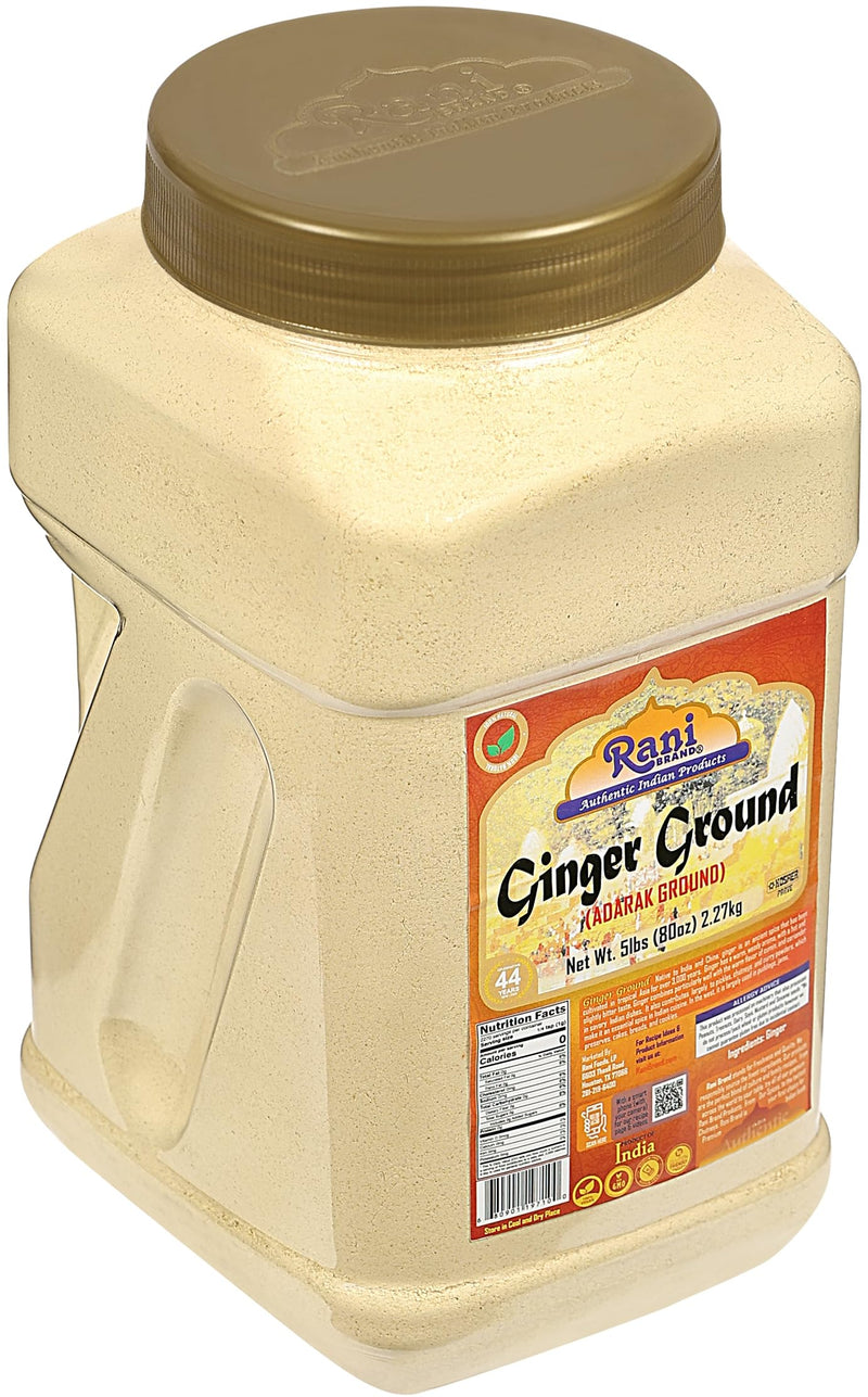 Rani Ginger (Adarak) Powder Ground, Spice 5lbs (80oz) Bulk PET Jar ~ Natural | Vegan | Gluten Friendly | NON-GMO | Kosher | Indian Origin