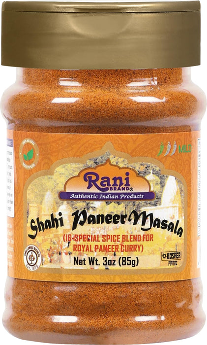 Rani Shahi Paneer Masala (16-Special Spice Blend for Royal Paneer Curry) 3oz (85g) PET Jar ~ Shaker Top For Your Paneer Curry | All Natural | Vegan | Gluten Friendly | NON-GMO | Indian Origin