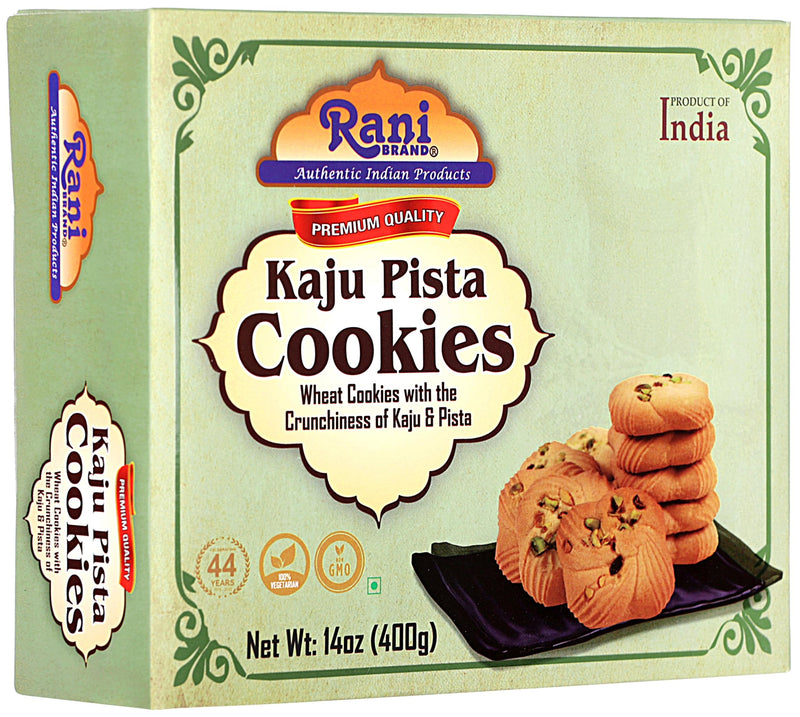 Rani Kaju Pista Cookies (Wheat Cookies with Crunchiness of Kaju & Pista) 14oz (400g) Pack of 3+1 FREE, Premium Quality Indian Cookies ~ Vegan | Non-GMO | Indian Origin