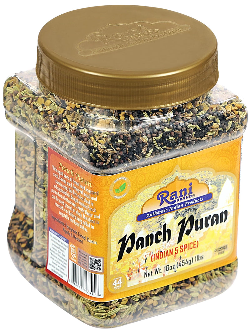 Rani Panch Puran (5 Spice) 16oz (1lb) 454g PET Jar ~ All Natural | Vegan | Gluten Friendly | NON-GMO | Kosher |  Indian Origin (Equal Blend of Fenugreek, Mustard, Kalonji/Nigella, Fennel and Cumin)