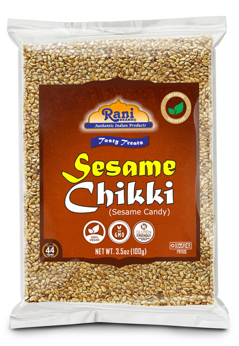 Rani Sesame Chikki (Brittle Candy) 100g (3.5oz) x Pack of 10 ~ All Natural | Vegan | Kosher | No colors | Gluten Friendly | Indian Origin