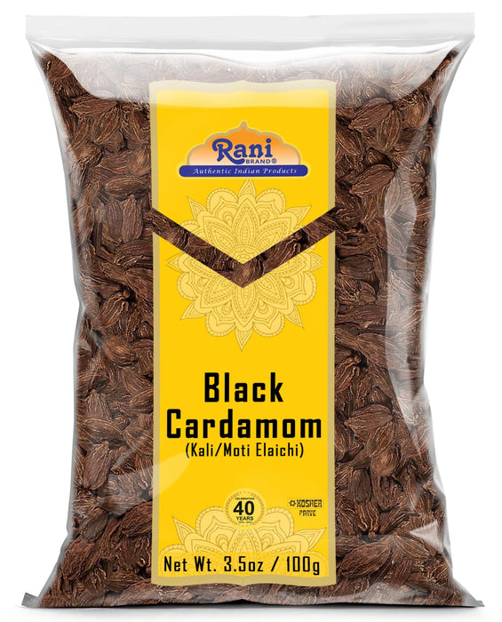Rani Black Cardamom Pods (Kali Elachi) Whole Indian Spice 3.5oz (100g) ~ All Natural | Vegan | Gluten Friendly | NON-GMO | Kosher | Indian Origin | Smokey, Tsaoko, Cao Guo, Bach Dan Khau, Badi