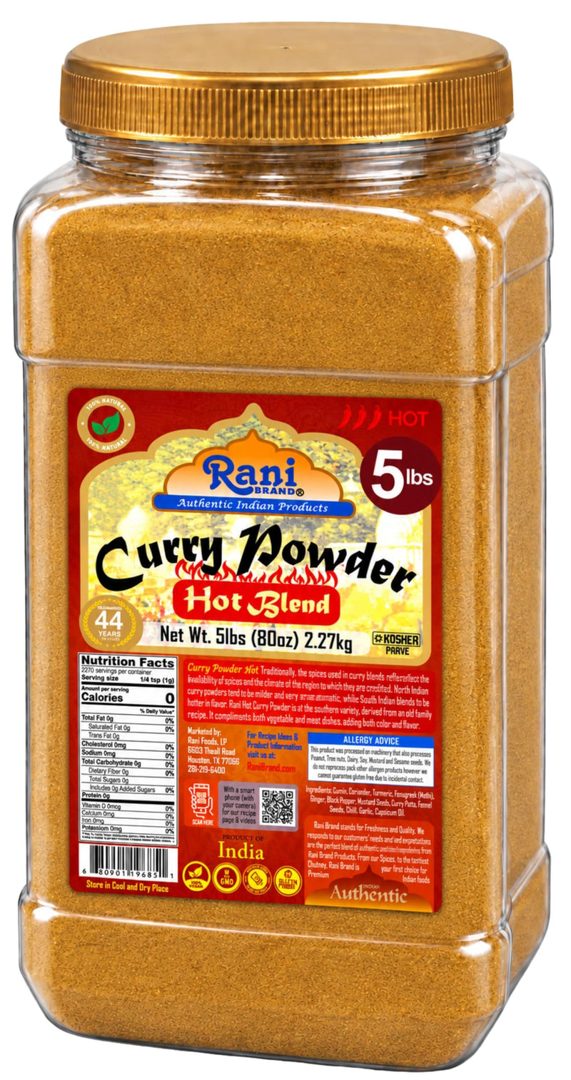 Rani Curry Powder Hot Natural 11-Spice Blend 5lbs (80oz) Bulk ~ Salt Free | Vegan | Gluten Friendly | NON-GMO