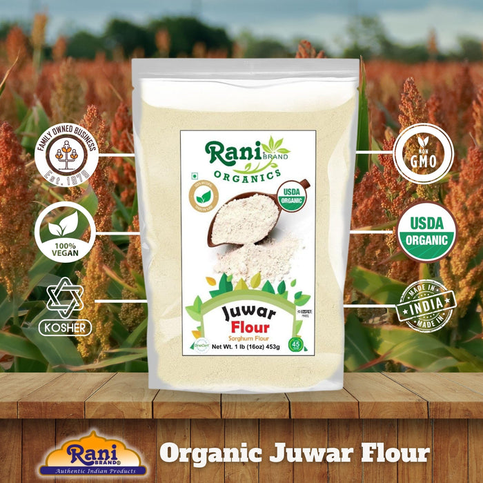 Rani Organic Juwar (Sorghum) Flour 16oz (1lb) 454g ~ All Natural | Vegan | Gluten Friendly | NON-GMO | Indian Origin | USDA Certified Organic