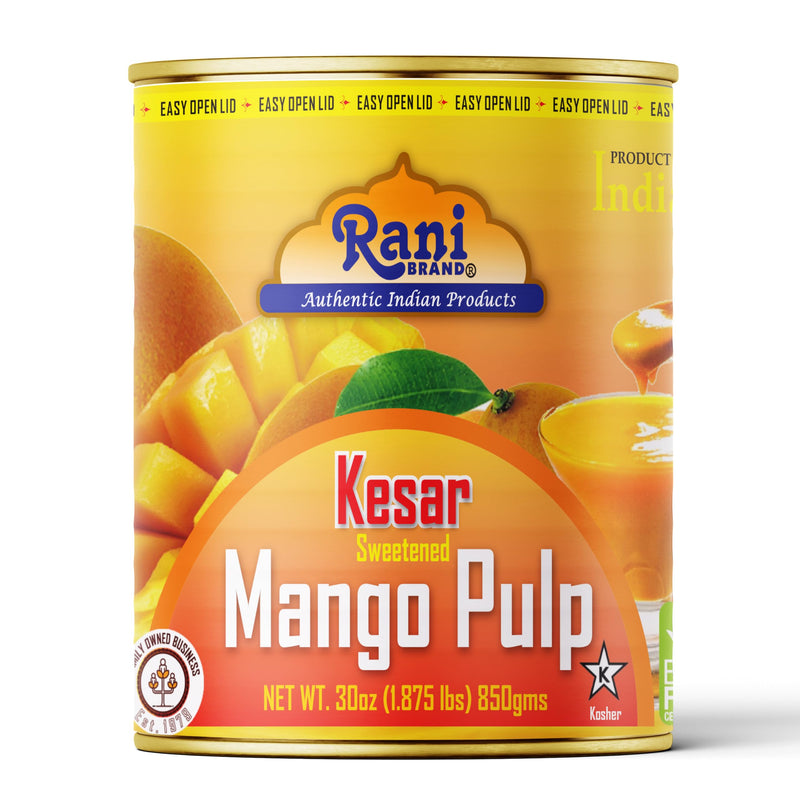 Rani Mango Pulp Puree (Makes Mango Lassi Shakes) Kesar Sweetened 30oz (1.875lbs) 850g Pack of 18 ~ Kosher | All Natural | NON-GMO | Vegan | No colors | Gluten Friendly | Indian Origin