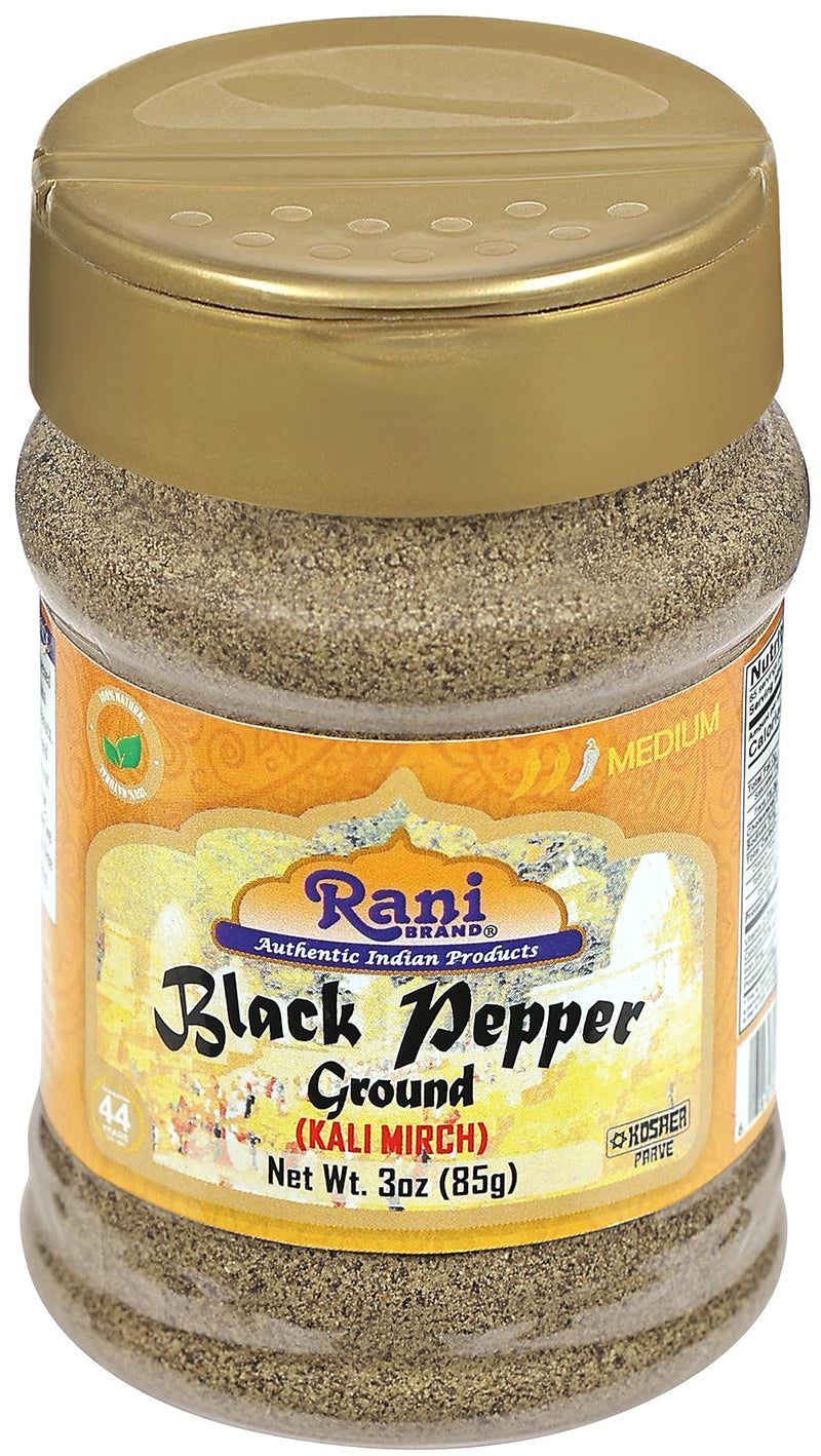 Rani Black Pepper Fine Powder 80 Mesh, 3oz (85g) PET Jar ~ Gluten Friendly, Non-GMO, All Natural | Kosher