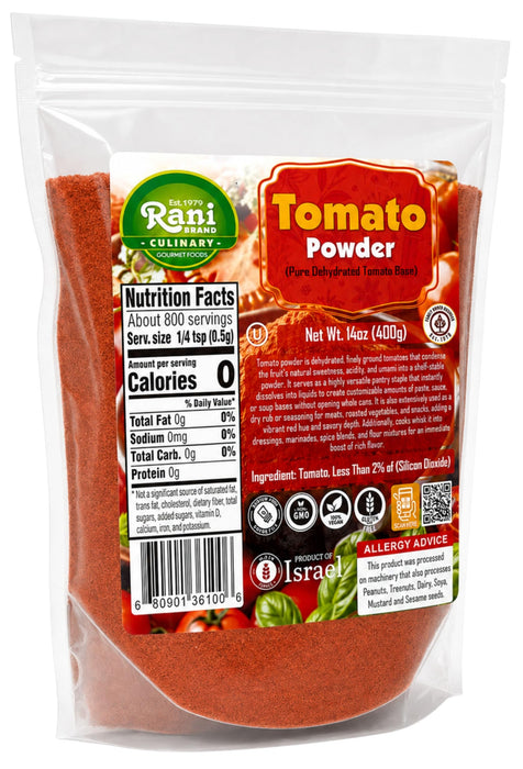 Rani Tomato Powder (Pure Dehydrated Tomato Base) 14oz (400g) ~ Gluten Free | NON-GMO | Kosher | Vegan | Sodium Free | Product of Israel