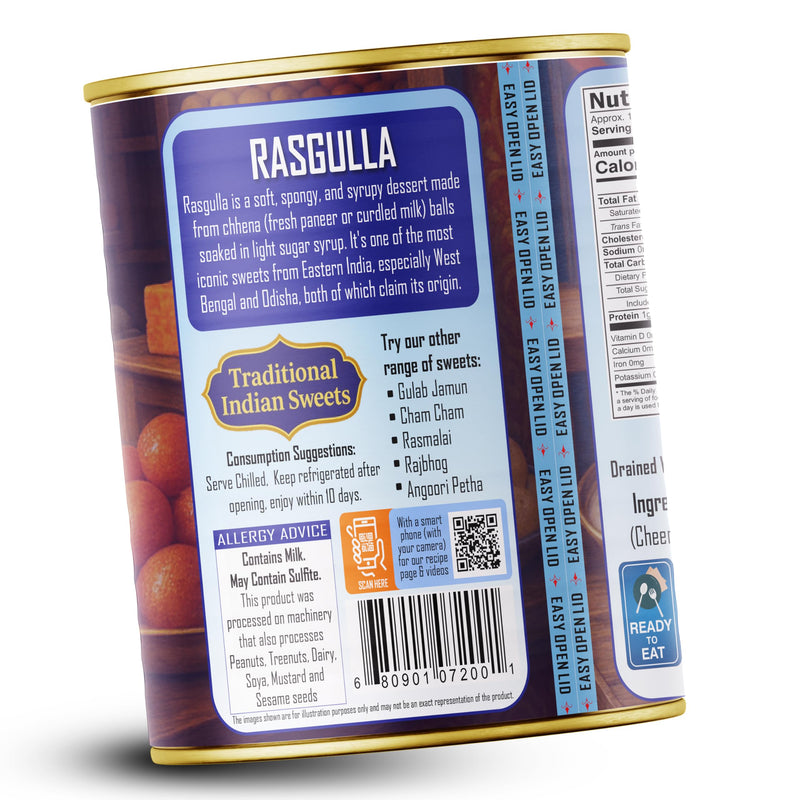 Rani Rasgulla (Cheese Curd Dumplings in Rose Flavor) 35.3oz (2.2lbs) 1kg, Approximately 14 pieces, Easy Open Lid ~ Ready to eat | Gluten Friendly | Vegan | Non-GMO | Kosher | Indian Origin