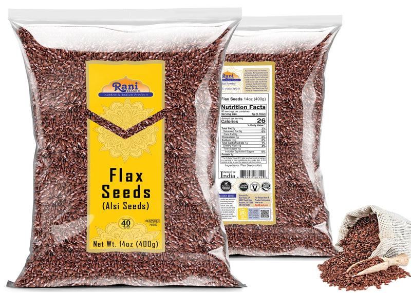 Rani Flax Seeds Whole Raw (Alsi, Linum usitatissimum) 14oz (400g) All Natural ~ Gluten Friendly  | NON-GMO | Kosher | Vegan | Indian Origin