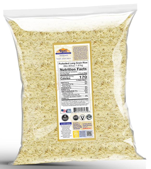 Rani Parboiled Long Grain Rice 64oz (4lbs) 1.81kg Bulk ~ All Natural | Gluten Friendly | Vegan | Non-GMO | Kosher | Product of USA