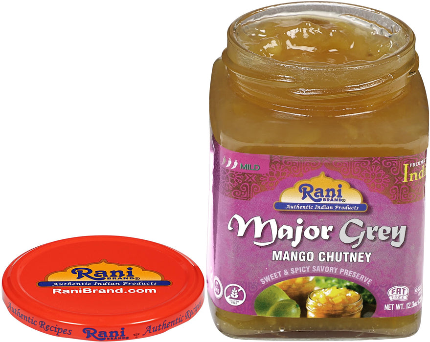 Rani Major Grey Mango Chutney (Indian Preserve) 12.3oz (350g) Glass Jar, Pack of 2, Ready to eat, Vegan ~ Gluten Free, All Natural, NON-GMO, Kosher